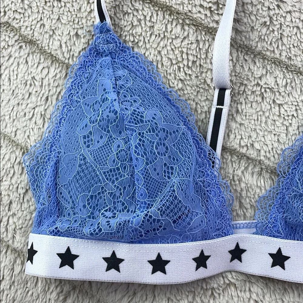 Delia's Blue Lace Bralette with Star Band